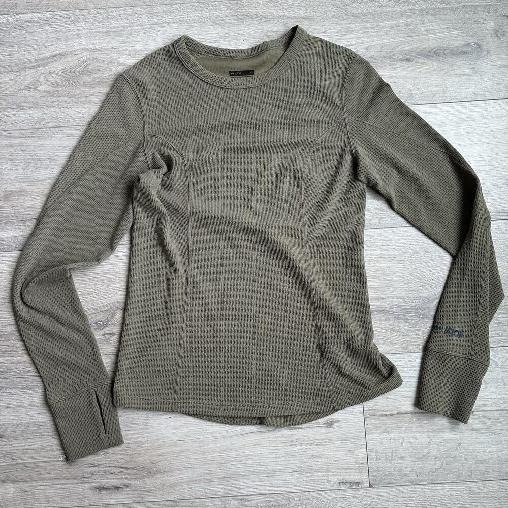 Janji Women’s Waffleloft Long Sleeve Green Thermal Tee XS Thumbholes $88